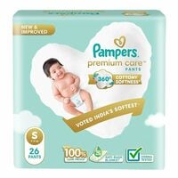 Pampers Premium Care Pant Style Baby Diapers, Small (S), 26 Count, 4-8 kg, All-i...