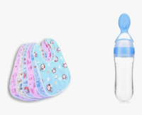 ANTIL'S 6pcs Waterproof Baby Bib/Apron & 1 Pcs Spoon Feeder Combo Pack