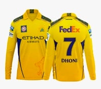 Chennai Thala Dhoni Yellow Full Sleeve Csk Cricket Jersey 2025 for (Kids,Boys,Me...