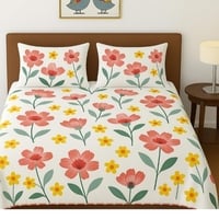 BSB HOME 100% Cotton Feel Double Bed Bedsheet Set | 144 TC Soft & Breathable | M...
