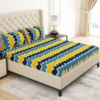 MollisHomes double bed bedsheet, Set of 1 Microfiber Bedsheet - 220 x225 cm (Blu...