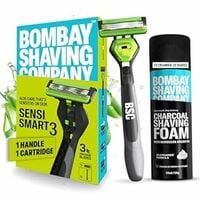 Bombay Shaving Company Sensi Smart 3 Razor and Charcoal Shaving Foam Combo | 3 B...