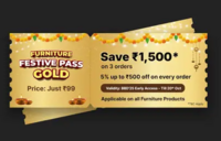 Big Billion Days - Furniture Festive Pass - Gold  (Till 20th Oct) - Flat 5% off ...