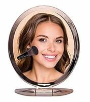 Vanity Tabletop Mirror 8" | Double-Sided 1X/5X Magnification | Oval Travel Makeu...