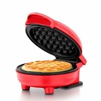 Holstein Housewares Personal Non-Stick Waffle Maker, Red - 4-Inch Waffles In Min...