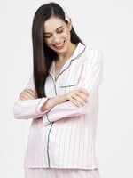 Buy Tokyo Talkies Women Pink & Green Striped Sleep Shirt - Lounge Tshirts for Wo...