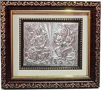 NextGiri 999 Sillver Color Embedded Lakshmi Ji Ganesh Ji Wooden Frame