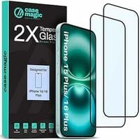 Case-Magic 2-Pack Tempered Glass Screen Protector for iPhone 15/16 Plus – 9H, ...