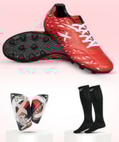 VECTOR X Combo Titan Shoe With Pair of Shin Guard & Stockings Football Soccer K...