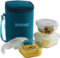 BOROSIL Teal Bag, 3 Pc (320 ml x 2 + 240ml x 1 ), Office Tiifin 3 Containers Lun...