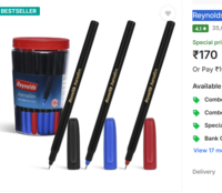 @170 Reynolds Aeroslim Ball Pen (Pack of 70, Ink Color - Blue, Black, Red)...