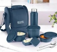 Classic Essentials Supreme Microwave Safe Lunch Box Set | 5 Containers + Bottle,...