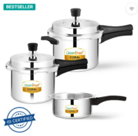 Greenchef Coral Combo 5 L, 3 L, 2 L Outer Lid Pressure Cooker  (Aluminium)...