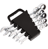 amazon basics Flexible Ratcheting Wrench Set - Metric, 5-Piece |