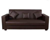 gnanitha Leatherette 3 Seater  Sofa  (Finish Color - BROWN, Pre-assembled)...