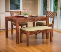 THE WOODEN CITY Rosewood (Sheesham) Dining Room Set Solid Wood 4 Seater Dining S...