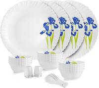 cello Pack of 22 Opalware Dazzle Iris|Crockery Set | Dinner Set  (Blue, White,...