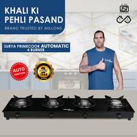 Sigri-wala Surya Primecook Automatic Plain STL Glass Automatic Gas Stove  (4 B...