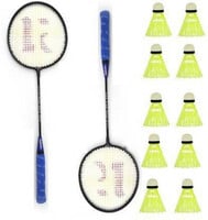 CLOVERBYTE Badminton kit Set Of 2 Piece Racquet with 10 Piece Plastic ShuttleCoc...