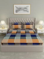 Raymond Home Microfiber Double Flat 100 TC Geometric Bedsheet  (Pack of 1, Blu...
