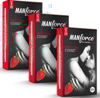 MANFORCE Strawberry Flavour Condom  (Set of 3, 30 Sheets)