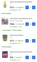 Flipkart minutes atta, bedsheets, oil , namkeen, cadbury chocolate, attar...