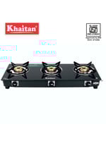 Buy Khaitan Black Glass 3 Burner LPG Gas Stove - Gas Stove for Unisex 28983288...