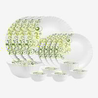 cello Pack of 17 Opalware Dazzle Opalware Oleander Dinner Set | Crockery Set | G...