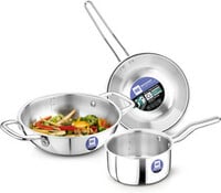 BERGNER BE Essentials Tripro Triply 3 Pcs of Kadai 24cm/3 L, Teapan 14cm, Frypan...