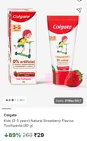 Kids (3-5 years) Natural Strawberry Flavour Toothpaste on Flipkart