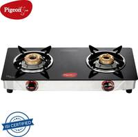 Pigeon Popular Cooktop Glass Manual Gas Stove  (2 Burners)