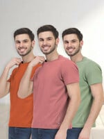 Buy FREECULTR Men Half Sleeve Round Neck Organic Cotton T Shirts Pack Of 3 - Tsh...
