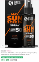 BEARDO Sunscreen - SPF 50 PA+++ Max Spray For Men  (50 ml) Available Gurgaon che...