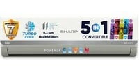 Sharp 1.5 Ton 5 Star Inverter Split AC 2025, 5-in-1 Convertible, Turbo Cool, 7-S...