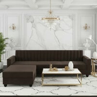 WAKESURE Premium Quality Velvet Fabric 4 Seater  Sofa  (Finish Color - Brown, ...