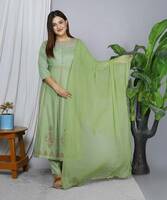 GVS SHOPPE Embroidered Kurta, Palazzo & Dupatta Set