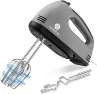 HOMEBASIC 260 W Grey, 7-Speed, Beaters & Dough Hooks, Stainless Steel Hand Blend...
