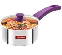Lifelong LLTPSP14 Triply Sauce Pan 14 cm diameter with Lid 1.1 L capacity  (Trip...