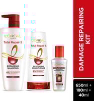 (LiveShop+) L'Oréal Paris Total Repair 5 Shampoo 650ml + Conditioner 175ml + Se...