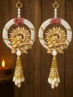 Buy TIED RIBBONS 2 Pieces Gold Toned And White Wall Hanging Door Latkans - Festi...