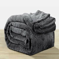 LA VERNE Self Design Double Mink Blanket for  Heavy Winter  (Woollen Blend, Gr...
