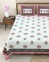 CLOTHOLOGY Cotton "King" Flat 240 TC Jaipuri Prints Bedsheet  (Pack of 1, Pink...
