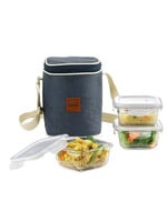 Buy Cello Transparent Set Of 3 Glass Microwave Safe Lunch Box - Lunch Box for Un...