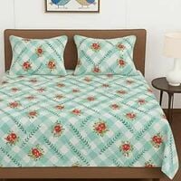 BSB HOME 100% Cotton Feel Double Bed Bedsheet Set | 144 TC Soft & Breathable | S...