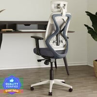 CARLTON LONDON Atlas Mesh Office Adjustable Arm Chair  (Grey, White, DIY(Do-It...