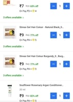 Flipkart minutes Up - to 82%off Rosemary Argan, Gel Hair Colour , Pure Janeu Sac...