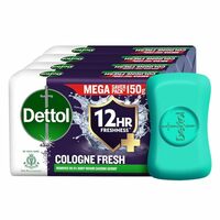 Dettol Cologne Fresh Bathing Soap Bar with 12hr Freshness 150g Pack of 4, (600gm...