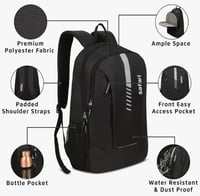 Safari Flash Medium 26L Water Resistant Polyester Casual Standard Backpack - Bla...