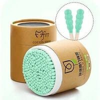 TWOK Bamboo Cotton Swabs 200 Count | Cotton Swab Pointed/Round Q Tips Organic Co...