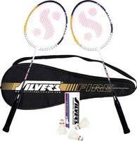 Silver's FIRE Badminton Combo- 2 Rackets with Feather Shuttle Pack of 3 Badminto...
